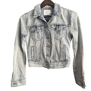 Aritzia Talula Light Blue Edo Cropped Denim Jean Jacket Sz XS Coastal Casual